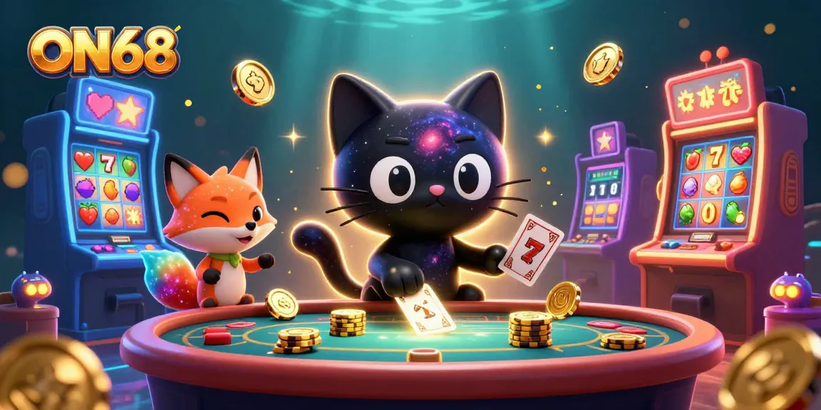 Engage with ON68 in a vibrant galaxy-themed casino table scene with dynamic gaming elements.