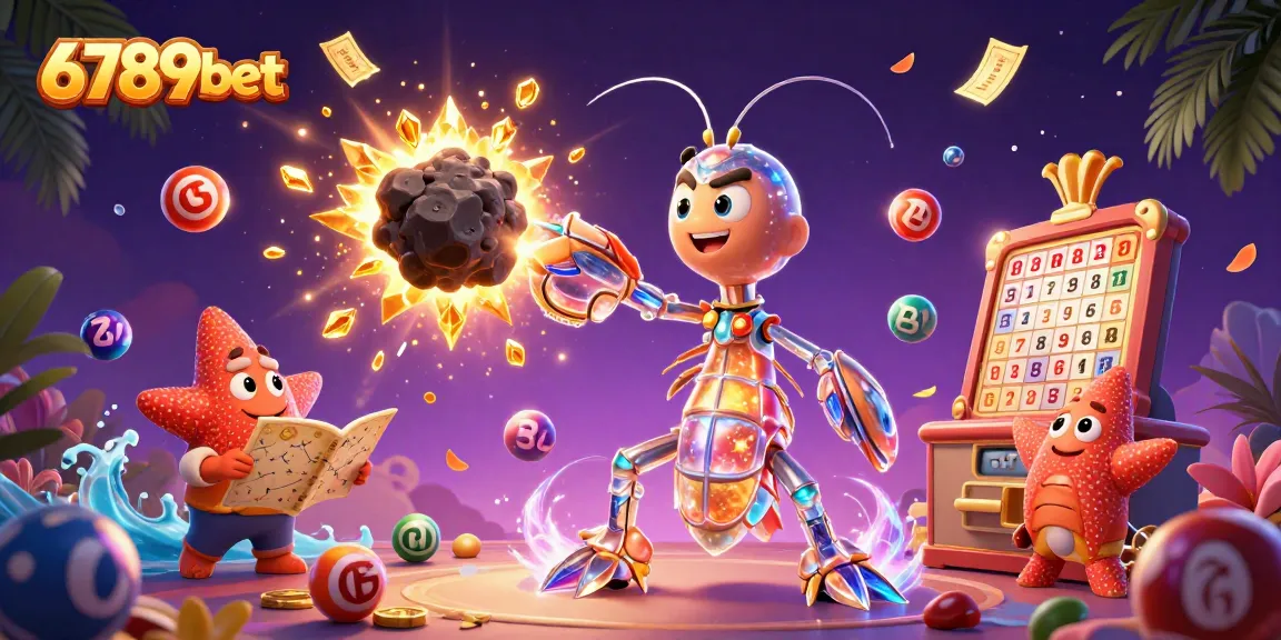 Engage with 6789bet through a thrilling illustration of a galactic samurai mantis shrimp and vibrant lottery elements.